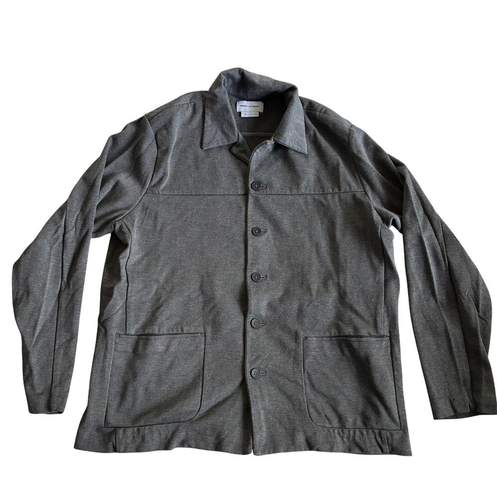 Ministry Of Supply Fusion Jacket Mens XL Gray Heather Button Front Chore Coat
